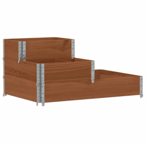 vidaXL Paletten-Aufsatzrahmen 3-Fach Braun 120x80 cm Massivholz Kiefer, Palettenseite, Palettenbox, Paletten Rahmen Holz, Bundpalette