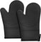 Tel Charme * 2 guantes de silicona para horno de doble capa y resistentes al calor hasta 300 °C. Guantes antideslizantes con forro de algodón suave, ideales para cocina, hornear, barbacoas (negro)