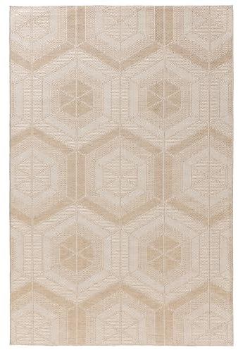 benuta Nest Bronco - Alfombra de fibra sintética, adecuada para exteriores, rectangular y en estilo: geométrica, minimalista, fácil de limpiar, para salón, dormitorio, crema, 80 x 150 cm