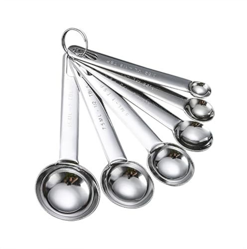 JIHUOO 6 Pcs Stainless Steel Measuring Spoons Tablespoons Set Metal Measuring Scoop Cups Baking Measurement Scoops Loose Leaf Tea Measuring Spoon Kitchen Utensils for Dry and Liquid Ingredients