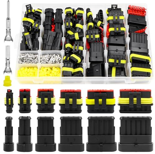 808 Pcs Connettori Elettrici Impermeabili, Connettore del Cavo dell'auto, Auto Impermeabile Connettore Elettrico, Connettore a Spina per Auto da 12V,1/2/3/4/5/6 Pin