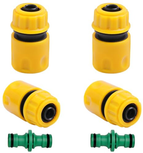 QZKJQDD 4 Stück Schlauchverbinder 1/2 Zoll Kunststoff, Gardena Wasserhahn Adapter, gardena schlauchverbinder, Wasserhahn Anschluss, 2 Doppel Stecker Schlauchverbinder, für Rohr Verbinden Gartengeräte