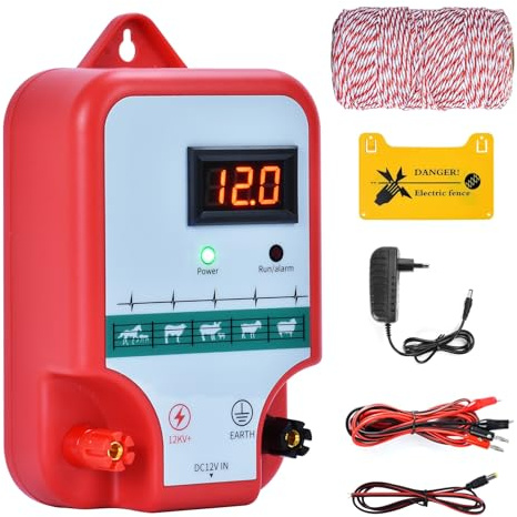 15KM Pastor electrico , cerca eléctrica Controlador de pulso de alto voltaje seguro Granja de animales Cerca eléctrica Pastor Granja de animales Pastor eléctrico para vacas, ganado, caballos