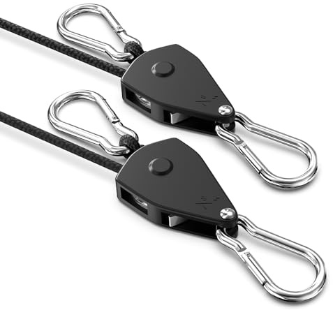 VIPARSPECTRA Verstellbar Seilspanner, 1-Paar 1/8 Spanngurte mit Ratsche | Schwerlastig Seilratsche und Haken für Hängen Pflanzen/Grow Lampe und Befestigung Sonnensegel vielfältigem In/Outdoor-Einsatz
