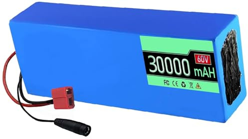 Batería De Litio De Ebike 60V 12Ah 15Ah 20Ah 25Ah 30Ah Bateria para Bicicleta Electrica Batería De Recargable PVC Resistente Al Agua con Cargador para Motor 200W 800W 1500W