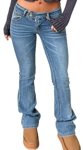 Justalwart Low Rise Skinny Jeans for Women Stretchy Flare Jeans (US 8-10)