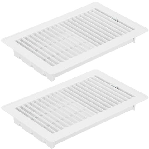 PATIKIL 10 X 6 Pulgadas Rejilla de Suelo, 2 Piezas Cubierta de Ventilación de Aire Resistente de Acero Ajustable Decorativa Rejillas de Suelo Fáciles de Ajustar, Blanco