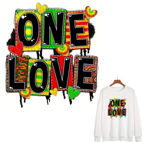 One Love Iron On Transfers for T-Shirts Rub on Transfers Stickers Vinyl Ready to Press Stickers Iron on Decals for T-Shirts Clothing Hoodie DIY Crafts