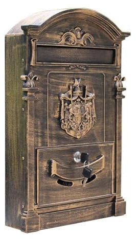 Boîte aux Lettres Normalisée Boîte aux lettres rétro européenne, boîte aux lettres murale de grande capacité, boîte aux lettres sécurisée, extérieure résistante aux intempéries avec serrure