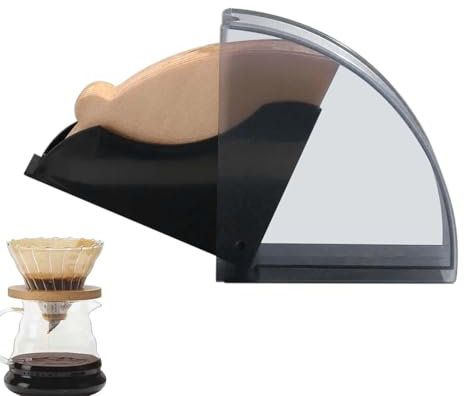 Acrylic Coffee Filter Holder - Dustproof Coffee Filter Organizer | V60 Paper Coffee Filter Box | Filter Paper Storage | Reuseable Fan Shaped Paper Holder for Coffee Shops, Homes
