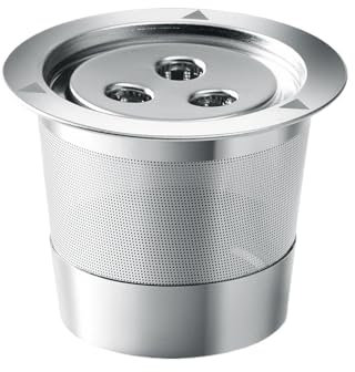 Tazze filtranti riutilizzabili per caffè, in acciaio inox con 3 fori, 11,2 x 6,2 x 6,2 cm, design che migliora il sapore per una produzione ecologica, cialda rimovibile per caffettiera