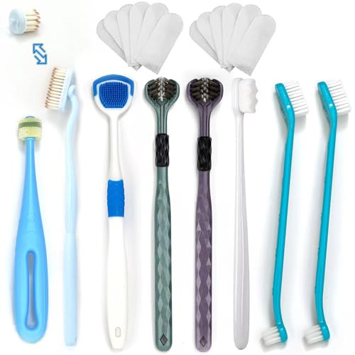 uyiixoxo Dog Toothbrush Kit, 360-Degree Finger Three-Sided Design, Replaceable Brush Heads, Easy Teeth Cleaning and Dental Care (20 Pack)