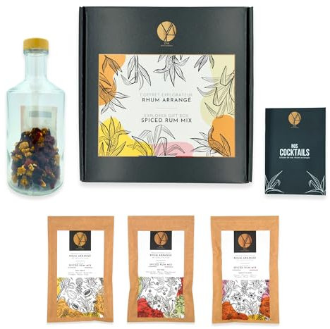 OYA - Coffret Rhum Arrangé Dégustation - Kit Cadeau Rhum avec 1 Bouteille 75cl, 4 Préparations Artisanales et Livret Cocktails - Idée Cadeau Noël Homme, Amateur de Rhum