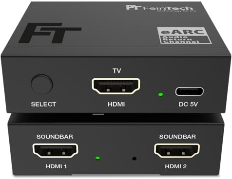 FeinTech AX421 HDMI eARC Switch 1 TV x 2 Soundbar - Använd 2 ljudenheter på en TV