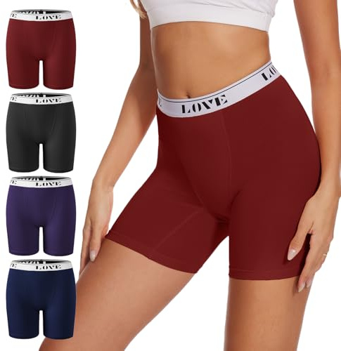 POKARLA Womens Boxer Briefs Underwear High Waisted Modal Boyshorts