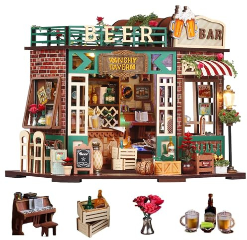 Book Nook Kit, DIY Miniatur Dollhouse Booknook Kit, puzzle de madera 3D Tiny House, casa en miniatura para adultos, regalos de casa pequeña para mujeres, adolescentes y amantes de los libros (BAR)