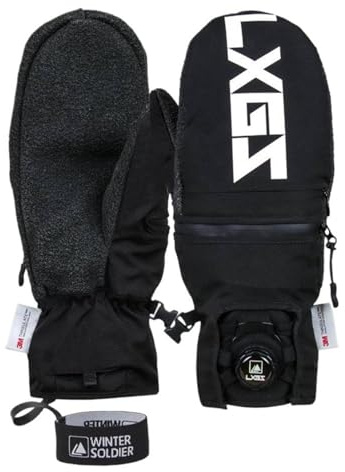 Winter Outdoor Wasserdicht Winddicht Skihandschuhe Fäustlinge für Damen/Herren - Touchscreen-kompatibel, -30 ℃ kältebeständig mit Anti-Rutsch- & Thinsulate-Füllung, Schneehandschuhe (Schwarz, M)