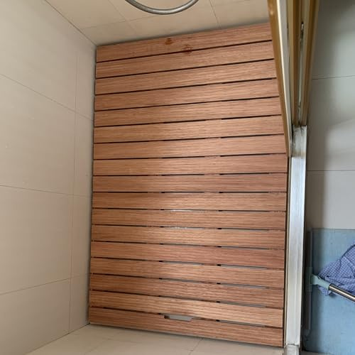 Douche caillebotis Tapis De Douche en Teck Massif De 30, 50, 70, 80 Ou 90 Cm De Large, Grand Tapis De Douche Pliable en Teck pour Personnes Âgées/Spa(30 X 35cm/12 x 14in)