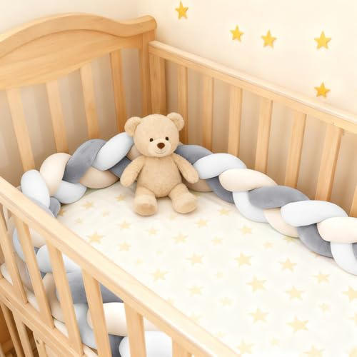 Aocase Paracolpi Sponda Letto Morbido, Cuscino Intrecciato Anticaduta, Cuscino per Chi Dorme sul Fianco con Paracolpi a Treccia, Protezione Sicura per Adulti, Bambini e Neonati,N07,100cm