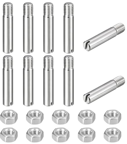 QUARKZMAN 10Pcs Goujon Cylindrique À Fente, M10 x 50mm 304 Acier Inoxydable Goujon À Filetage Externe Vis À Fente Avec Écrou Pour Installation Meuble Cabinet (GB878)