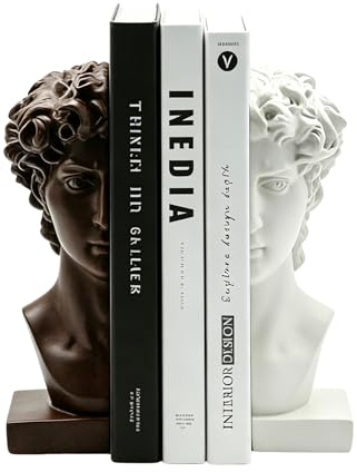 JoResona David Head Buchstützen, strapazierfähig, rutschfest, dekorativer Buchstopper, klassische Ornamente für Büro, Zuhause, Bücherregal-Dekoration, Buchliebhaber-Geschenk