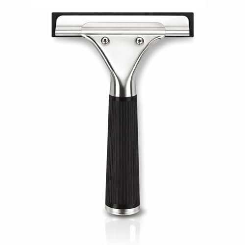 HUZNA Fensterabzieher Schwarz 15cm - Kleiner Duschabzieher für Fenster, Spiegel & Dusche - Kompakter Glasabzieher für Streifenfreie Reinigung - Fensterwischer 0.6mm Dicke