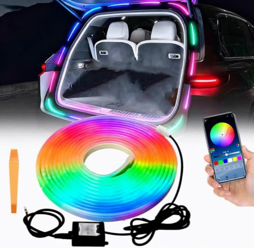 Medrialife Kofferraumbeleuchtung Led mit APP Steuerung Kofferraum Lichtstreifen Auto Led Innenbeleuchtung für Auto Kofferraum Dekoration （Multicolor,4M）