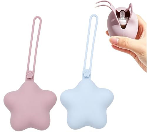 LYEGJT 2 Piezas Soportes chupetes, Soporte de silicona chupetes, viaje estuche de bebé, caja práctica(azul cielo/morado suave)