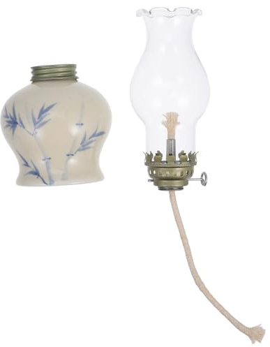 VALICLUD Keramik Öllampe aus Glas, Vintage, für Notlicht, Herbst Party | Refillbar, Vielseitig Nutzbar, Klassische Eleganz für Innen, 1 Stück, Dekor für Zuhause