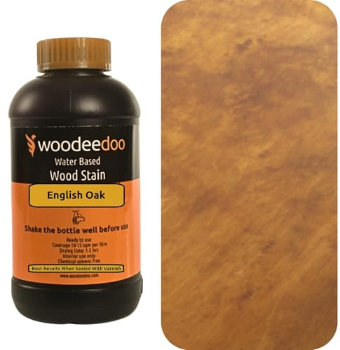 WooDeeDoo Water Based Wood Stain | Wood Dye | Ready to Use | Environmentally Friendly | Solvent Free | Odour Free | 200 ml | English Oak
