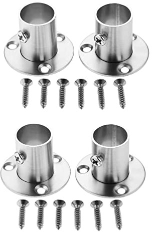 Hicello 4 flange in acciaio inox per guardaroba, tubo, supporto e supporto, collegamento tra tubi, portabiancheria, 19 mm