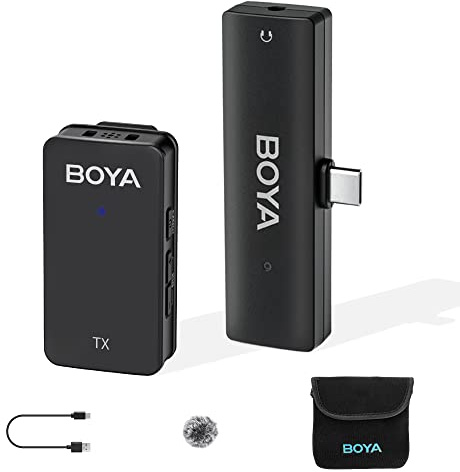 BOYA Wmic5 Micro Cravate sans Fil avec Suppression du Bruit Mono/StéRéO pour Youtube Vlog Interview Enregistrement VidéO en Direct (Wmic5-M5)