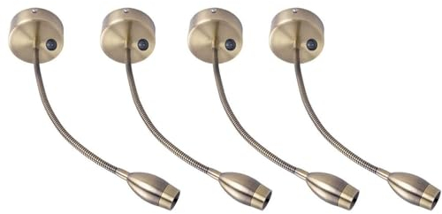 ZMH LED Wandleseleuchte Leselampe Bett Wandmontage Leseleuchte 4er Wandleuchte Bettleuchte Schwanenhals Bronze 3W 3000K Warmweiß aus Kupfer 360° Bettlampe Flexleuchte Lampe Schwanenhals