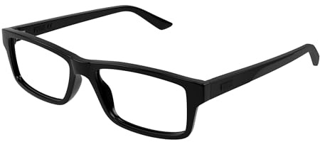 Puma Brille mit Sehstärke für Herren optional mit Sonnenbrillentönung oder Blaulichtfilter, Rechteckig, gefertigt im Spritzgussverfahren, Modell: PU0431O-001 (inklusive Brillenetui)
