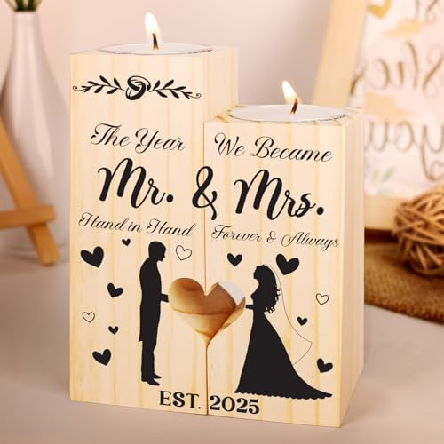 Wedding Gifts for Couple,Wedding Gifts for Bride and Groom, Heart Shaped Candlestick, Gift for Wife Husband, Mr and Mrs Presents, Idea Gift Candle Holder
