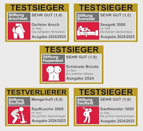 50x TESTSIEGER Mallorca Sticker Aufkleber -JGA/Festival- Sauf Party Malle Spaß - Langlebige Sticker/Aufkleber für jeden Anlass - Bumsbar, Saufen