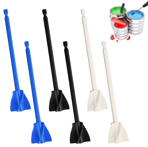 6 Stück Wiederverwendbarer Farbmischer, Farbmischer, 3 Farben 1/4 Bohrer Epoxidharz Mischpaddel, für Epoxid, Silikonmischen, Malen, Keramikglasur