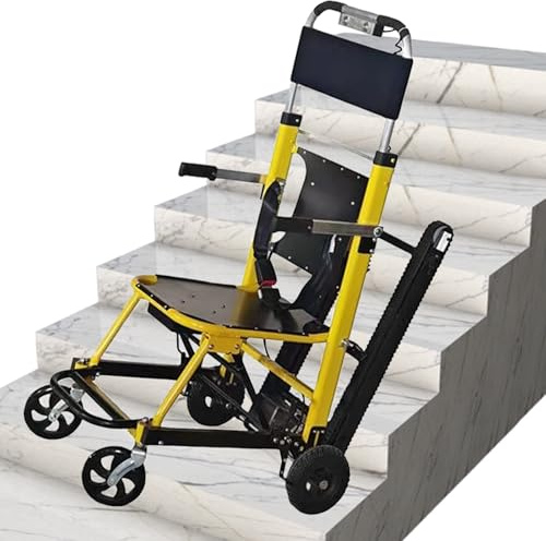 XZLZMYP Gelb, Raupen Treppensteiger Tragbarer Faltbarer Elektrischer Treppenlift-Rollstuhl Manueller Treppensteig-Rollstuhl Für Ältere Patienten Kann Treppen Hoch Und Runter Gehen