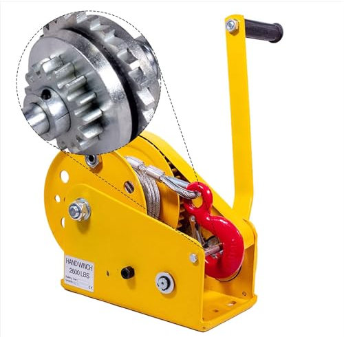NGIRJKKLL Heavy Duty Manual Crank Two-Way Ratchet Winch, Boat Trailer Winch, Hand Winch with Automatic Brake, for Car Boat Trailer Jet Ski Webbing, Portable Crank Hand Winch