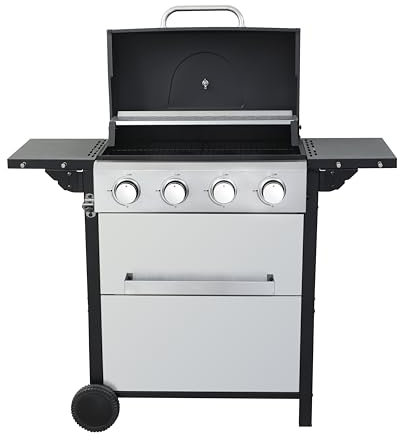 XCSCUK Griglia in Acciaio Inox, con focolare smaltato/tavolino Pieghevole, Barbecue a Gas propano a 2 fuochi, con Griglie di Cottura in Filo, per Picnic