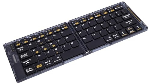 Tastiera blu pieghevole cheotime con touchpad, tastiera wireless portatile per pc tablet di telefono, design di viaggio ultra sottile ricaricabile