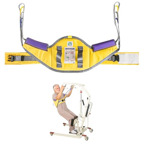EZ Assistive Standing Hoist Sling, Sit to Stand Lift Sling with Back Support, Patient Transfer & Stand Aid Sling for Disabled Adults, Padded Lifting Sling, 500lbs Capacity (Yellow, Large)