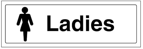 V Safety Ladies Toilet Door Sign - 300mm x 100mm - Self Adhesive Vinyl