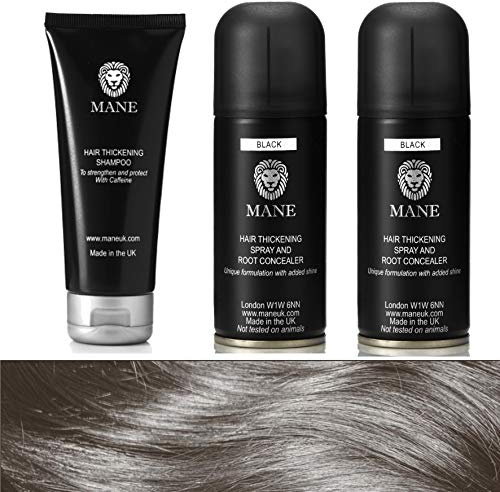 Mane Hair Thickening Spray x 2 (100 ml Black) and a Mane Hair Thickening Shampoo