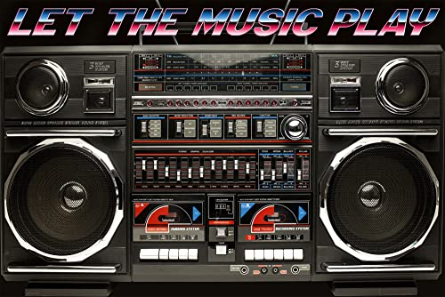 Ghettoblaster - 80s Boombox – Let the music play - Musikposter - Grösse cm + 1 Ü-Poster der Grösse 61x91,5cm