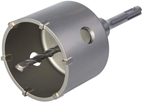 wolfcraft Corona de perforación con broca de carburo y adaptador SDS-Plus I 5460000 I Para instalaciones sanitarias y eléctricas en hormigón, paredes de ladrillo y piedra; profundidad de corte: 46 mm