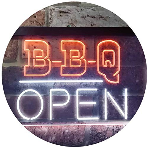 ADVPRO BBQ Open Display Dual Color LED Barlicht Neonlicht Lichtwerbung Neon Sign Weiß & Orange 300 x 210mm st6s32-i3290-wo