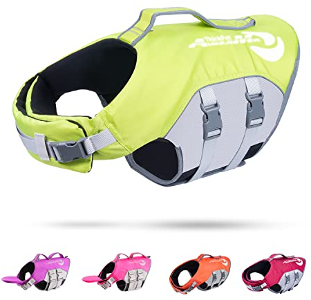 ThinkPet Hund Schwimmweste Einstellbare Rettungsweste Reflektierende Lifesaver mit Auftrieb