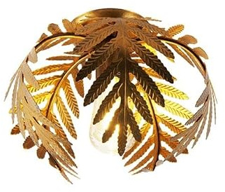 Qazqa Smart led Vintage Deckenleuchte, Deckenlampe - Botanica - Gold, Rund, dimmbar, 24cm, Ideal als Küche lampe, Schlafzimmerlampe und Wohnzimmerlampe