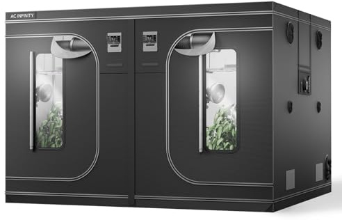 AC Infinity CLOUDLAB 811 Advance-odlingstält, 10 x 10 med tjockare 2,5 cm stolpar med högre densitet 2000D diamant Mylar-duk, kontrollfäste för hydroponik inomhusodling, 305 cm x 305 cm x 203 cm
